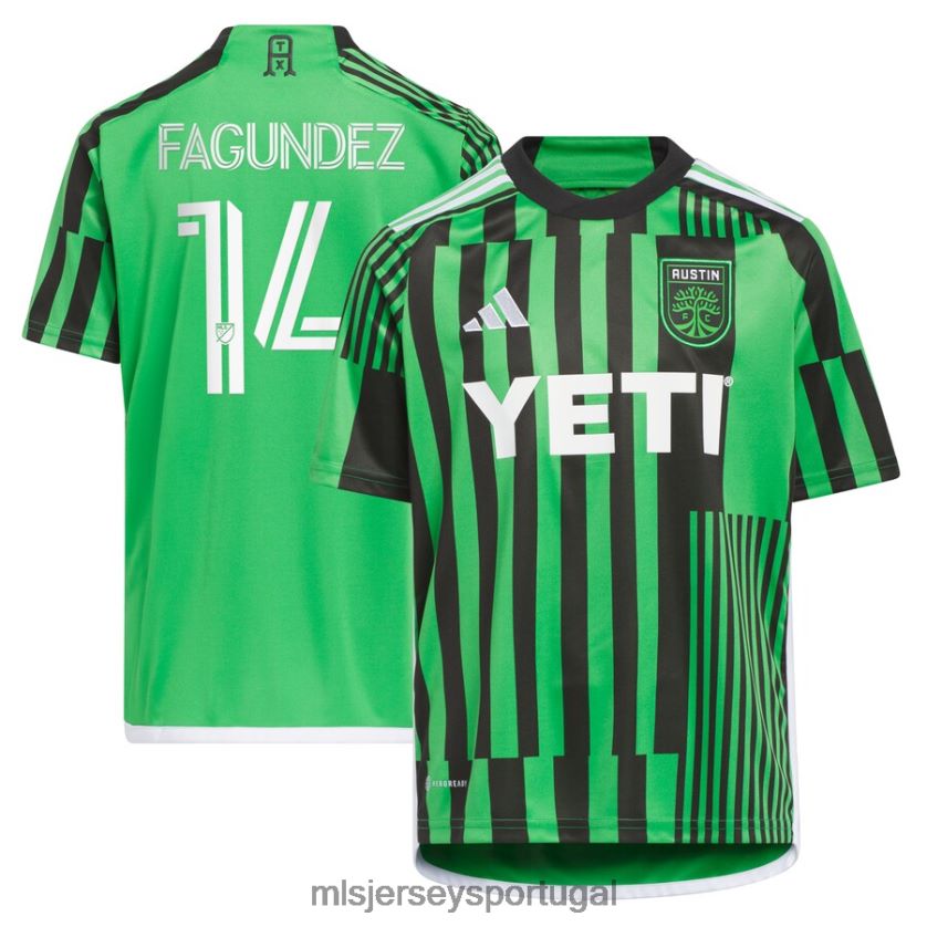 camisa austin fc diego fagundez adidas green 2023 las voces kit replica jersey crianças MLS Jerseys T2BX44606