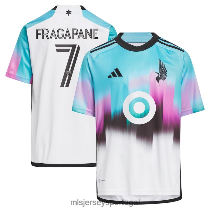 camisa minnesota united fc franco fragapane adidas white 2023 the Northern Lights kit replica jersey crianças MLS Jerseys T2BX441021