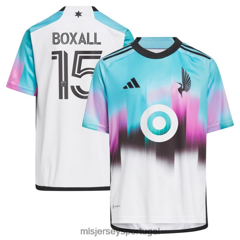camisa minnesota united fc michael boxall adidas branco 2023 the Northern Lights kit replica jersey crianças MLS Jerseys T2BX441197