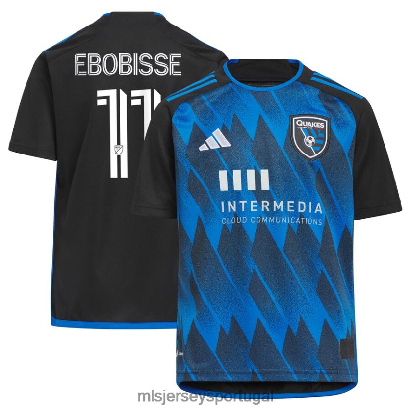 camisa san jose terremotos jeremy ebobisse adidas blue 2023 active falha jersey replica jersey crianças MLS Jerseys T2BX44788