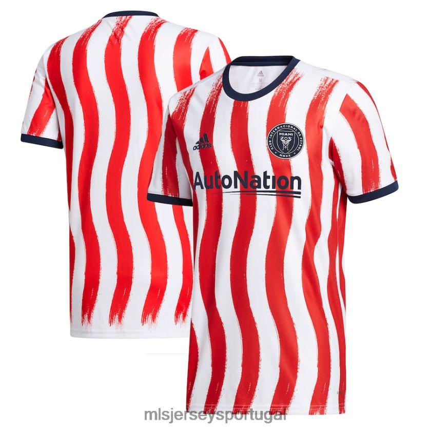 camisa inter miami cf adidas white/red 2021/22 americana pre-match aeroready top homens MLS Jerseys T2BX44534
