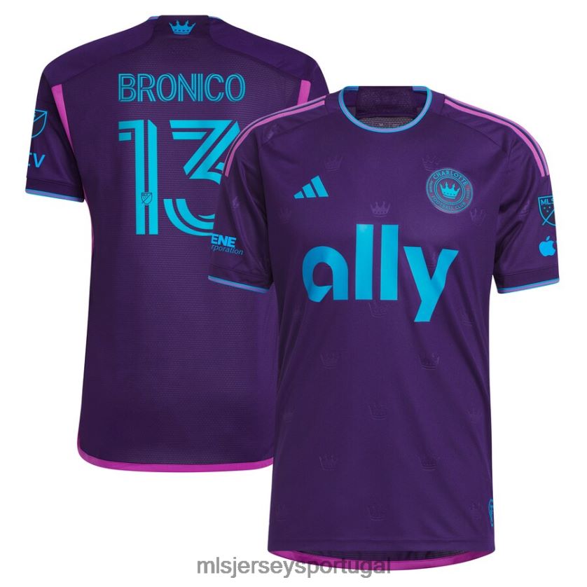 camisa Charlotte FC Brandt Bronico Adidas Purple 2023 Crown Jewel Kit Authentic Jersey homens MLS Jerseys T2BX44337
