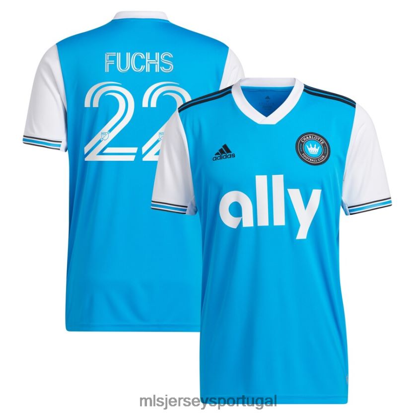 camisa charlotte fc christian fuchs adidas azul 2022 réplica primária jogador jersey homens MLS Jerseys T2BX44419