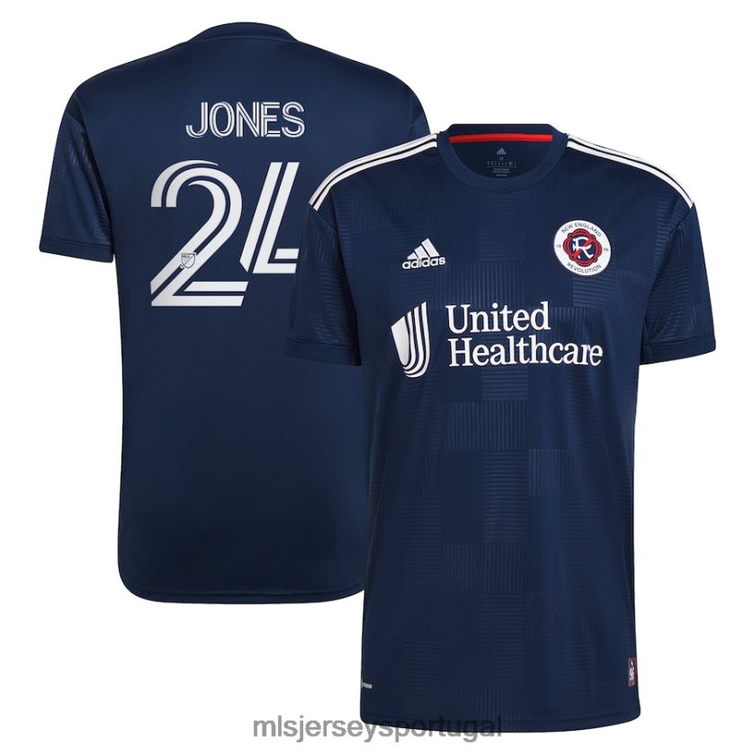 camisa nova inglaterra revolução dejuan jones adidas navy 2023 the liberty kit replica player jersey homens MLS Jerseys T2BX44802