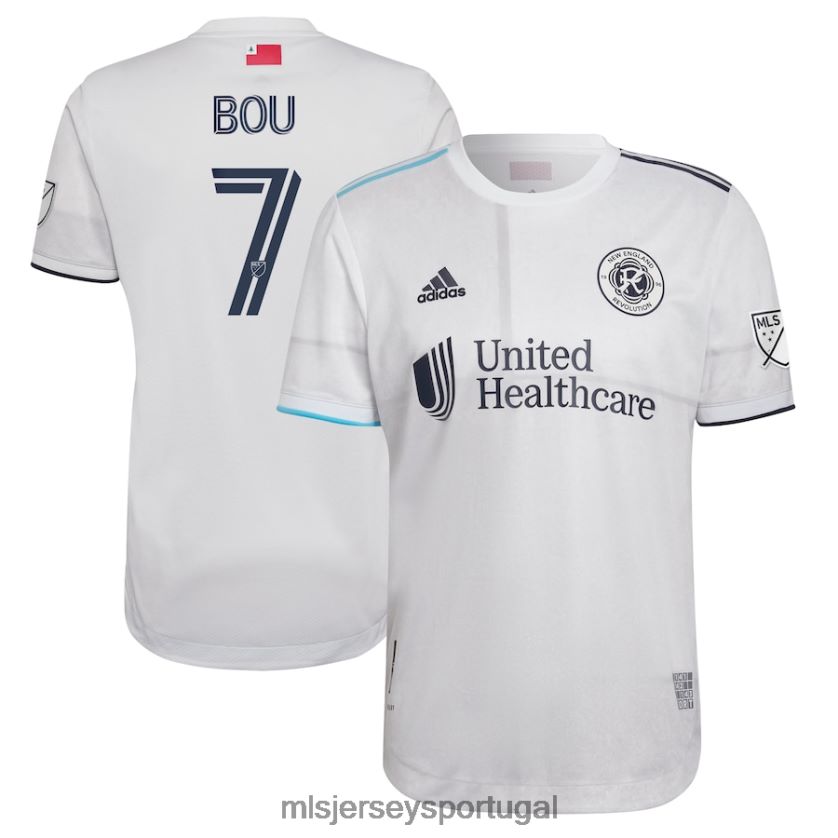 camisa nova inglaterra revolução gustavo bou adidas white 2022 the fort authentic player jersey homens MLS Jerseys T2BX441288