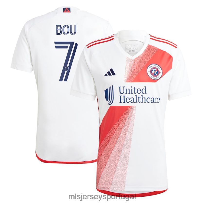 camisa nova inglaterra revolução gustavo bou adidas white 2023 defiance replica jersey homens MLS Jerseys T2BX44738