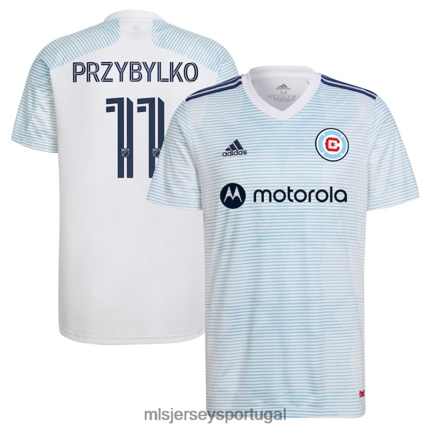 camisa chicago fire kacper przybylko adidas white 2022 lakefront kit replica player jersey homens MLS Jerseys T2BX441078