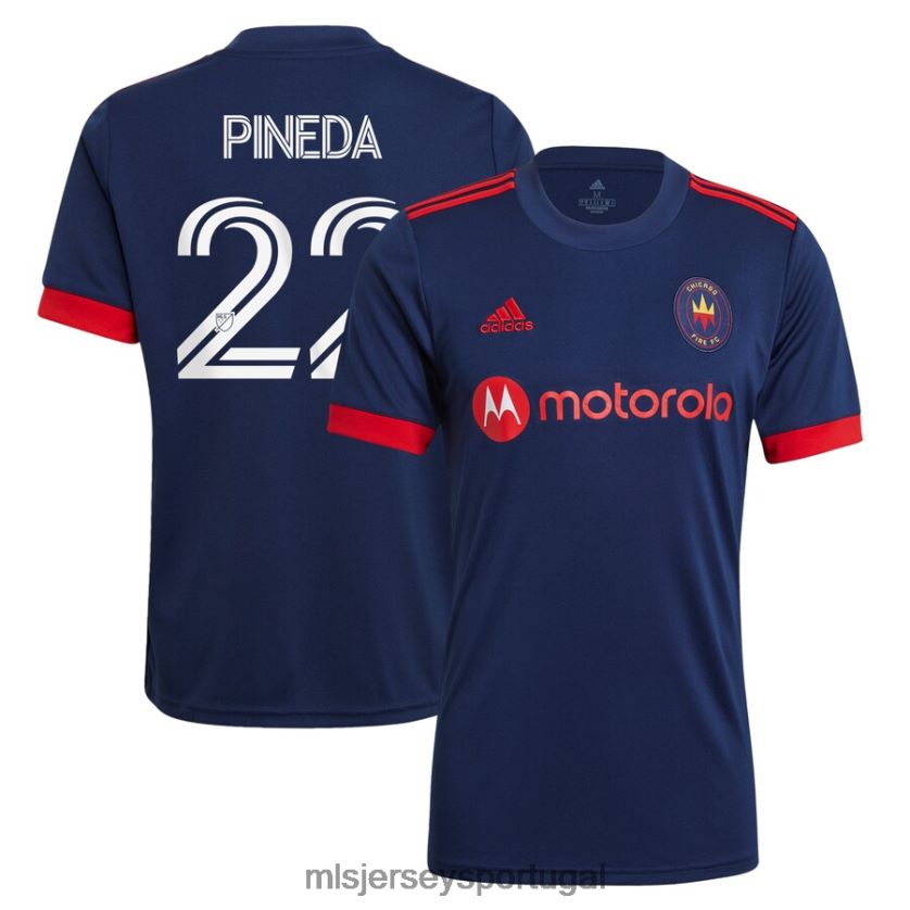 camisa Chicago Fire Mauricio Pineda adidas Navy 2021 Primary Replica Player Jersey homens MLS Jerseys T2BX441397