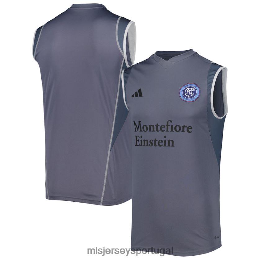 camisa new york city fc adidas cinza 2023 camisa de treinamento sem mangas em campo homens MLS Jerseys T2BX44346