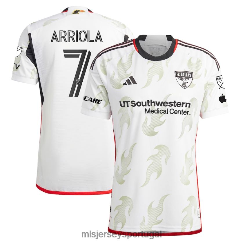 camisa fc dallas paul arriola adidas white 2023 burn baby burn authentic player jersey homens MLS Jerseys T2BX44742