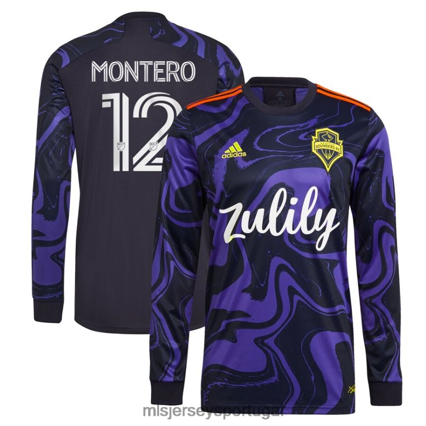 camisa Seattle Sounders FC Fredy Montero Adidas Purple 2021 The Jimi Hendrix Kit Manga Longa Réplica Player Jersey homens MLS Jerseys T2BX44932