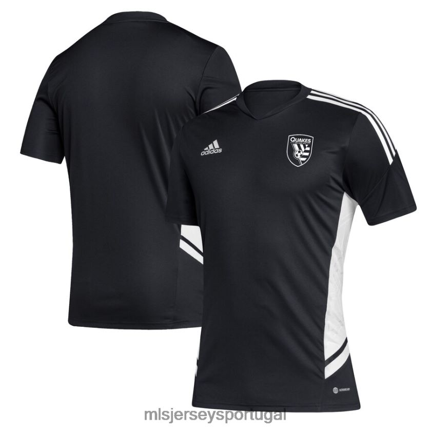 camisa san jose terremotos adidas camisa de treinamento de futebol preto/branco homens MLS Jerseys T2BX441411