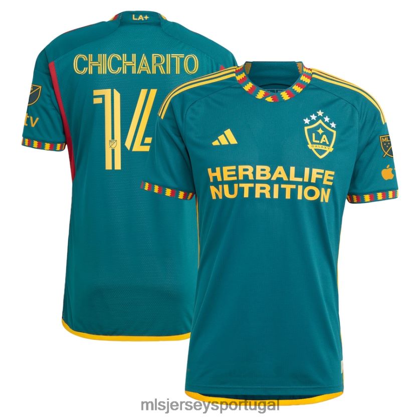 camisa la galaxy chicharito adidas green 2023 la kit authentic player jersey homens MLS Jerseys T2BX441237