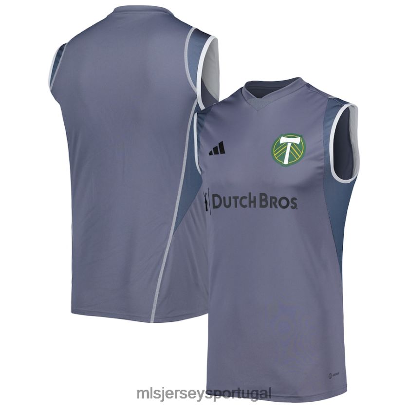 camisa camisa de treinamento sem mangas adidas portland woods cinza 2023 homens MLS Jerseys T2BX44614