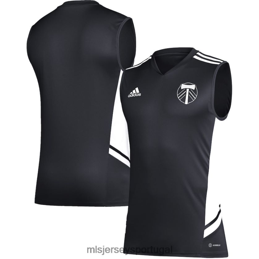 camisa camisa de treino adidas Portland Timbers preta e branca homens MLS Jerseys T2BX44536