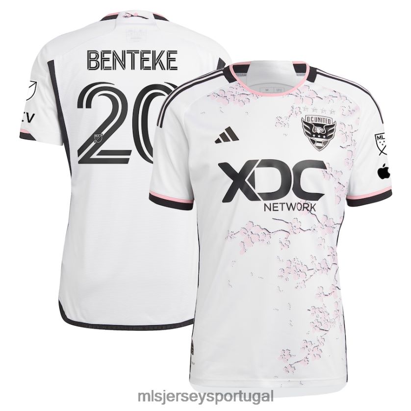 camisa DC United Christian Benteke adidas White 2023 The Cherry Blossom Kit Authentic Player Jersey homens MLS Jerseys T2BX44816