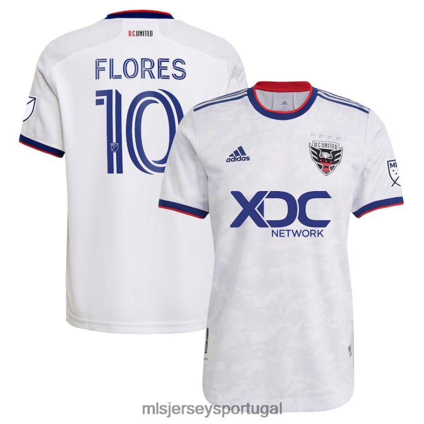 camisa DC United Edison Flores Adidas White 2022 The Marble Authentic Player Jersey homens MLS Jerseys T2BX44752
