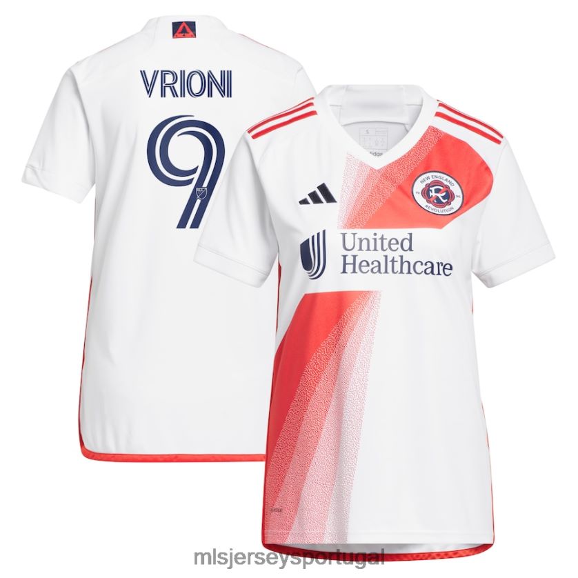 camisa nova inglaterra revolução giacomo vrioni adidas white 2023 defiance replica jersey mulheres MLS Jerseys T2BX441192