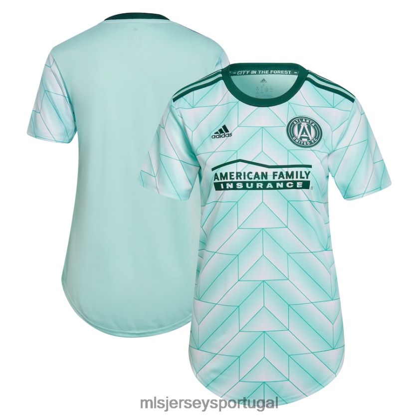 camisa atlanta united fc adidas mint 2022 the floresta kit réplica camisa em branco mulheres MLS Jerseys T2BX44332